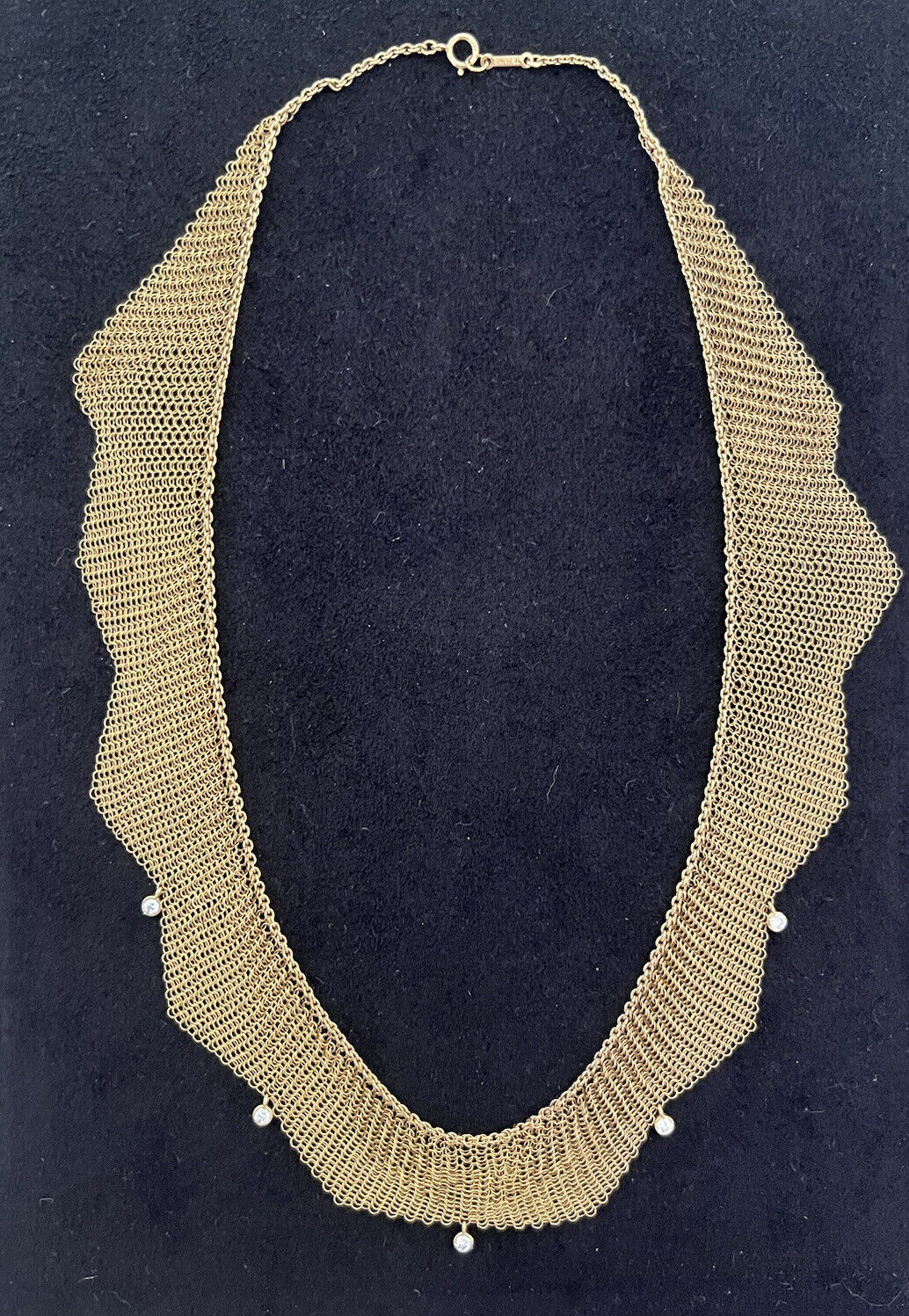 RARE Tiffany & Co. Mesh Necklace with Diamonds Elsa Peretti 18k Yellow Gold