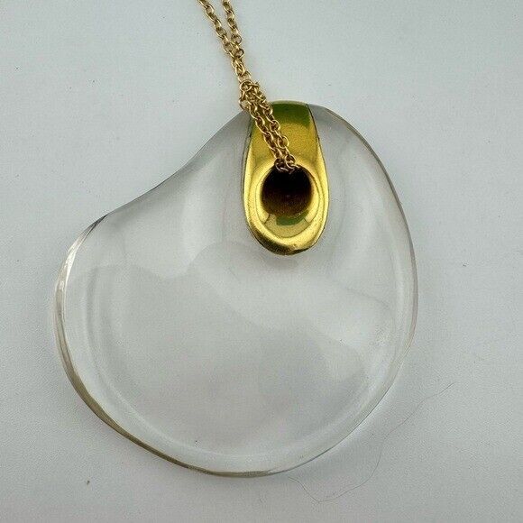 Vtg. Tiffany & Co. 18k Elsa Peretti Freeform Rock Crystal Pendant Necklace