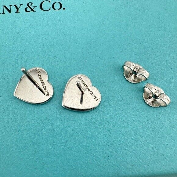 RARE Tiffany & Co. 18k Mini Return to Tiffany Diamond Earrings White Gold