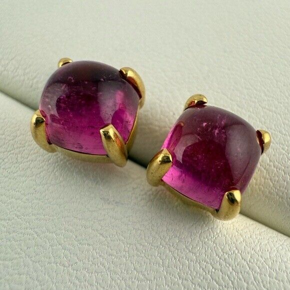 RARE Tiffany & Co Rubellite Sugar Stack Earrings 18k Yellow Gold Paloma Picasso