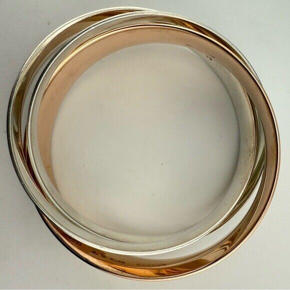 SUPER RARE Tiffany & Co. 1837 Interlocking Rubedo & Silver Bangles Bracelet