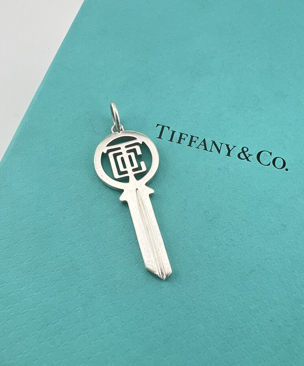 Tiffany & Co. Modern Logo Key Charm Sterling Silver RARE