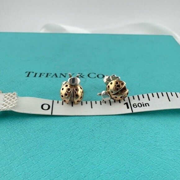 RARE Tiffany & Co. Love Bug Ladybug Earrings in 18k Rose Gold and Silver