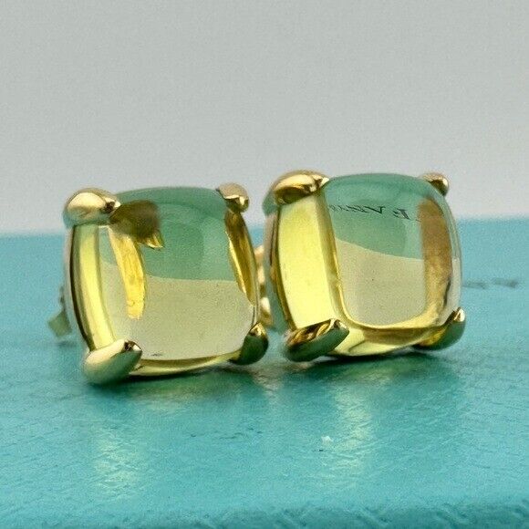 SUPER RARE Tiffany & Co. XL Lemon Quartz Sugar Stack Earrings 18k Yellow Gold