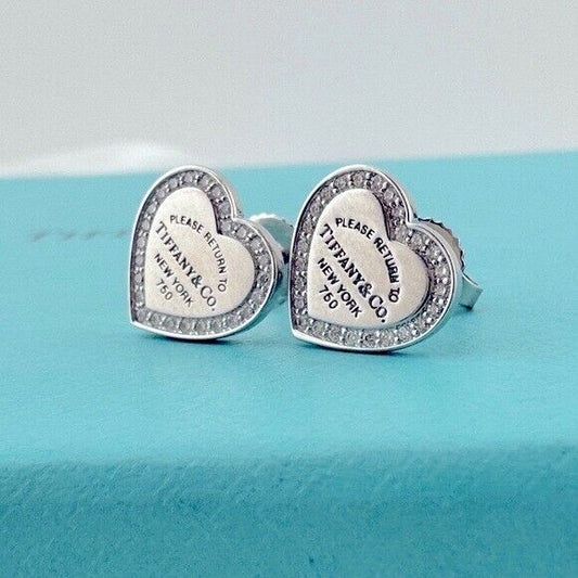 RARE Tiffany & Co. 18k Mini Return to Tiffany Diamond Earrings White Gold