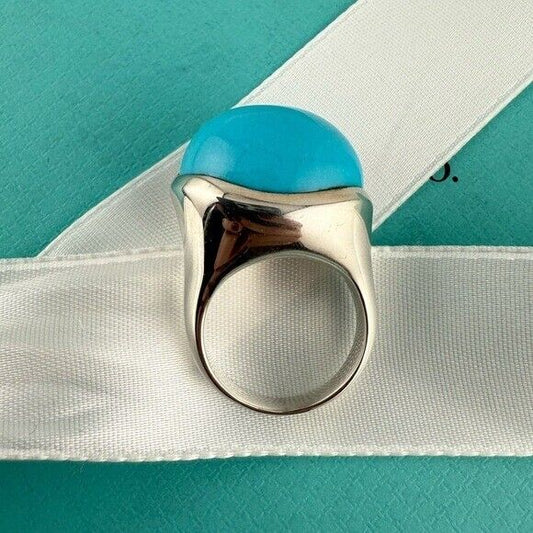 RARE Tiffany & Co. 19mm Turquoise Cabochon Ring by Elsa Peretti