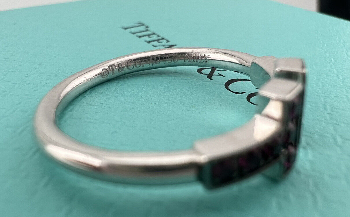 Tiffany & Co. Ruby T Wire Ring 18k White Gold Retired