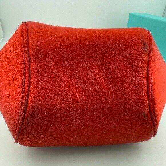 RARE Tiffany & Co. Red Satin Handbag with Silver Ball Bracelet Handle Strap