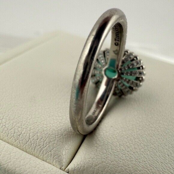 Tiffany & Co. Tourmaline Diamond Cocktail Ring Platinum Size 5.75