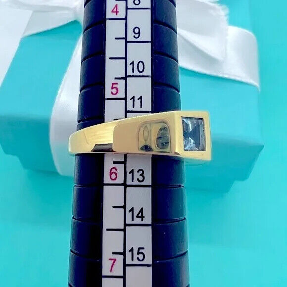 Tiffany & Co. Paloma's Studio Baguette Three-stone Ring Blue Topaz 18k Gold
