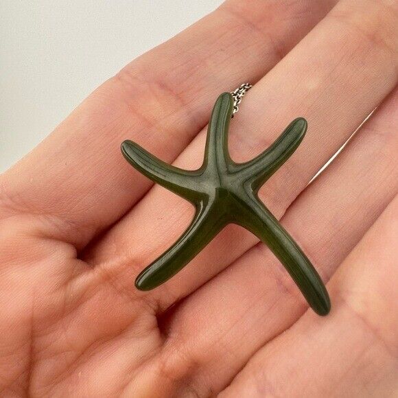 RARE Tiffany & Co. Nephrite Jade Starfish 16" Necklace by Elsa Peretti