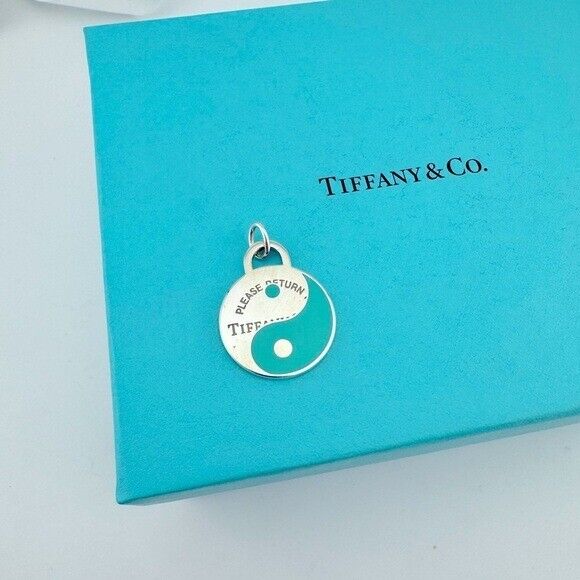 RARE Tiffany & Co. Yin Yang Return to Tiffany Charm Sterling Silver Blue Enamel