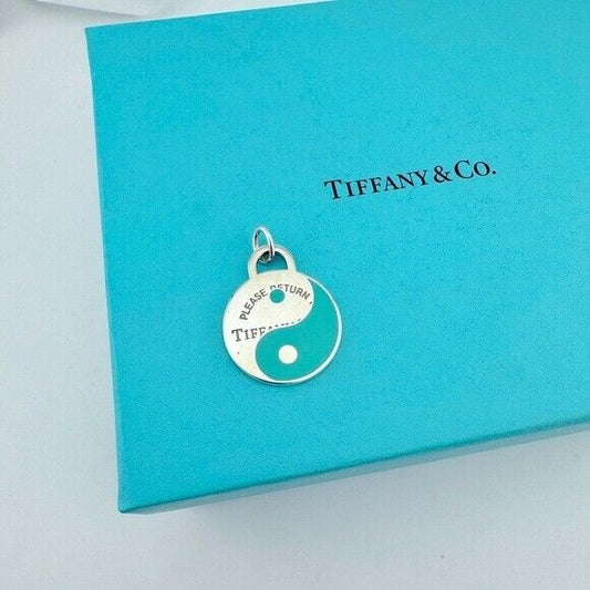 RARE Tiffany & Co. Yin Yang Return to Tiffany Charm Sterling Silver Blue Enamel
