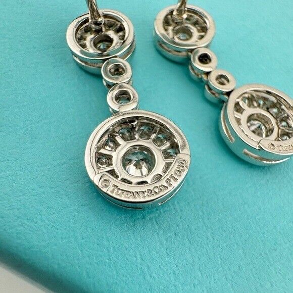 RARE Tiffany & Co. Diamond Circlet Drop Earrings in Platinum