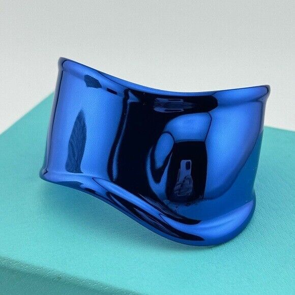 RARE Tiffany & Co. Limited Edition Blue Elsa Peretti Bone Cuff, Small Motif