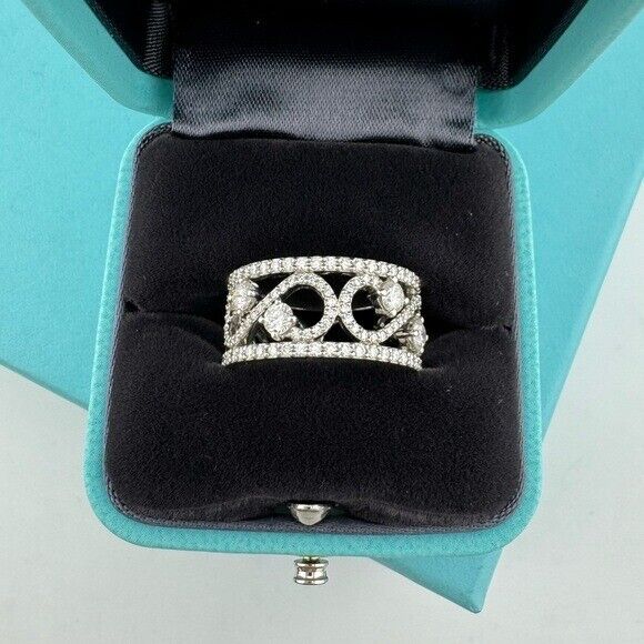RARE Tiffany & Co. Diamond Enchant Scroll Ring in Platinum Retired 1.3 TCW