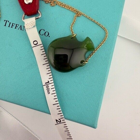 Tiffany & Co. 18k Elsa Peretti Bottle Green Jade Pendant in Yellow Gold