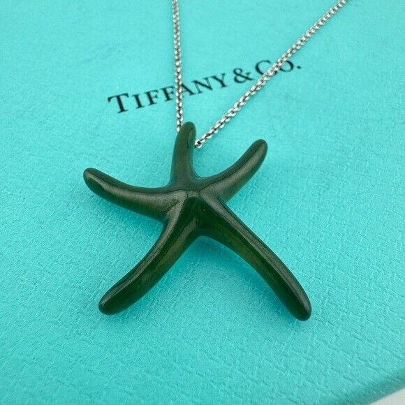RARE Tiffany & Co. Nephrite Jade Starfish 16" Necklace by Elsa Peretti