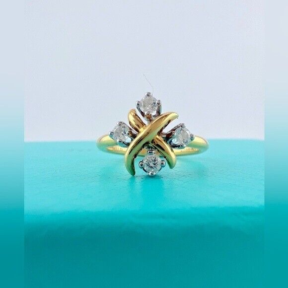 Tiffany & Co. Schlumberger Lynn Diamond Ring Two Tone: 18k, Platinum Size 5