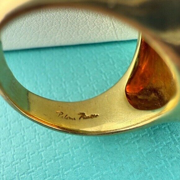 Vintage Tiffany & Co. 18k Fire Opal Cocktail Ring Paloma Picasso Yellow Gold