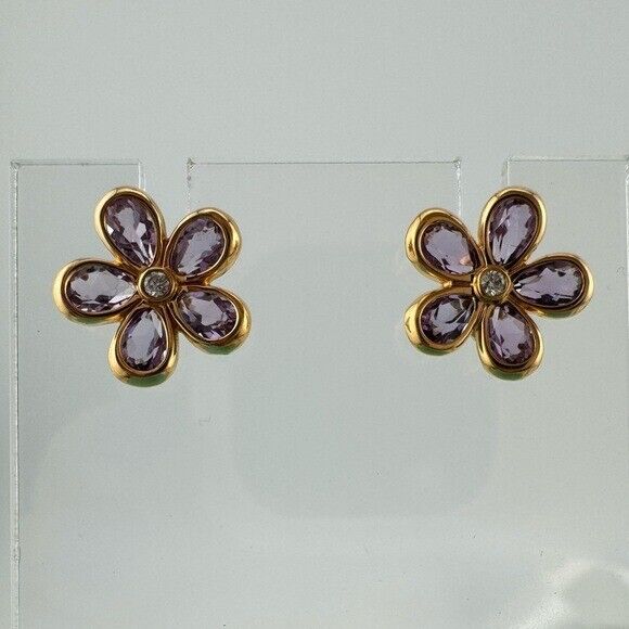 RARE Tiffany & Co. 18k Amethyst Diamond Garden Flower Earrings Yellow Gold