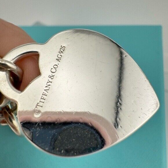 RARE Tiffany & Co. Sterling Silver Large Diamond Heart Tag Bracelet