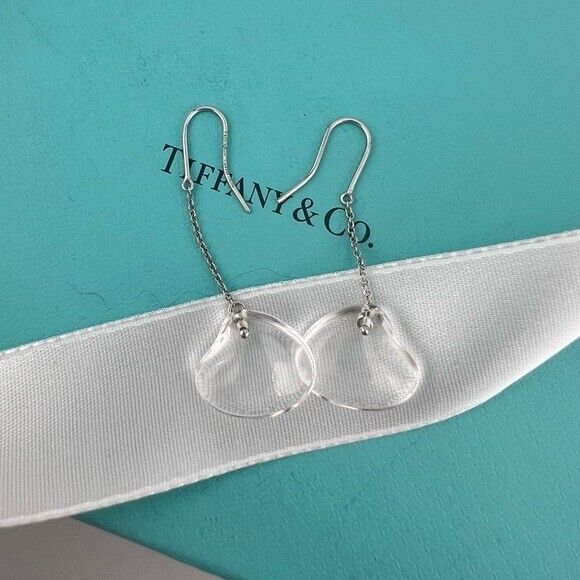 RARE Tiffany & Co. Elsa Peretti Cat Island Shell Rock Crystal Silver Earrings
