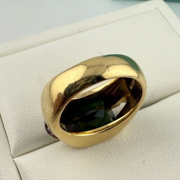 RARE Tiffany & Co. Tourmaline Cocktail Ring with Pave Diamond X Size 5.25 14g