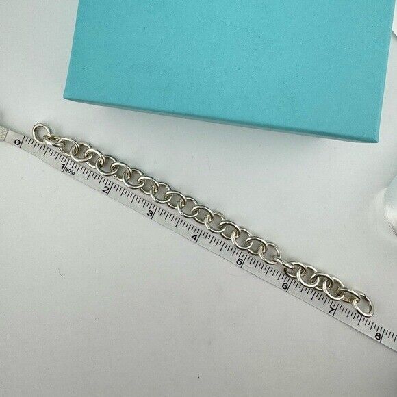 Retired Tiffany & Co. Clasping Ends Round Rolo Link Bracelet Sterling Silver