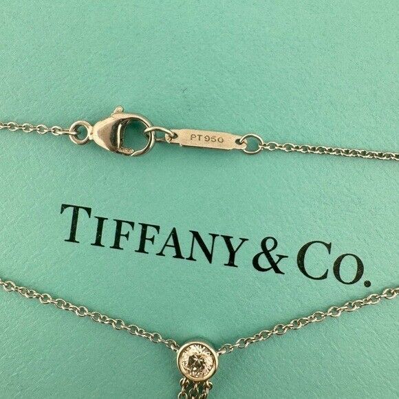 RARE Tiffany & Co. Platinum Triple Diamond Drop Lavalier Necklace 16"