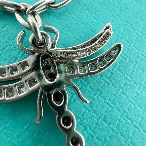 RARE Vtg. Tiffany & Co. Platinum Diamond Dragonfly Bracelet 7.675"