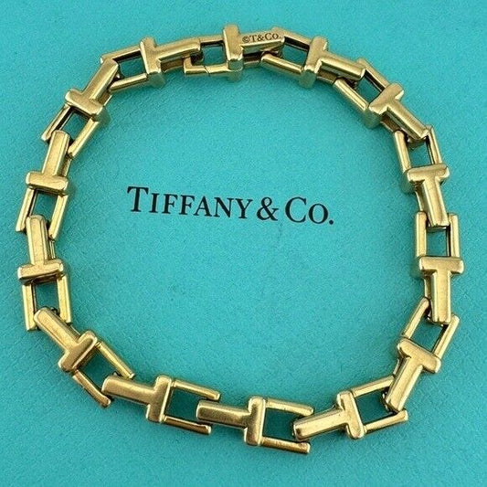 RARE Tiffany & Co. 18k Yellow Gold Wide T Link Bracelet 31g