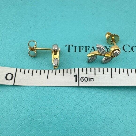 Vintage RARE Tiffany & Co. Vine Garland Earrings Platinum Yellow Gold