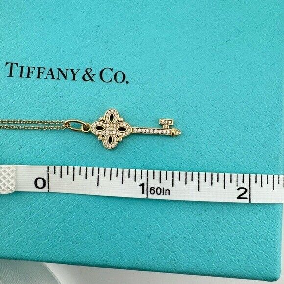 Tiffany & Co. Diamond Mini Victoria Key Necklace 18k Rose Gold 16"