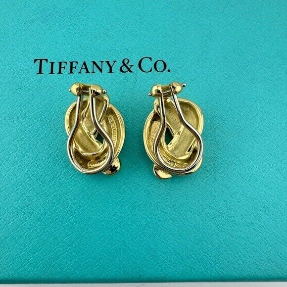1982 Vintage Tiffany & Co. 18k Pretzel Twist Love Knot Clip Earrings