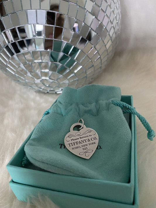 RARE Tiffany & Co. Collectors Please Return to Soho Heart Charm Sterling Silver