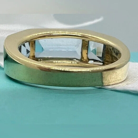 Tiffany & Co. Paloma's Studio Baguette Three-stone Ring Blue Topaz 18k Gold