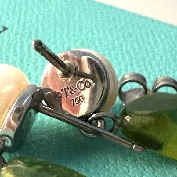 Tiffany & Co. Freshwater Cultured Pearl and Peridot Drop Earrings 18k White Gold