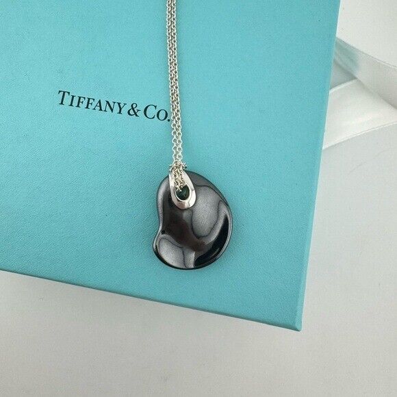 RARE Tiffany & Co. Hematite Touchstone Freeform Pendant Necklace Sterling Silver