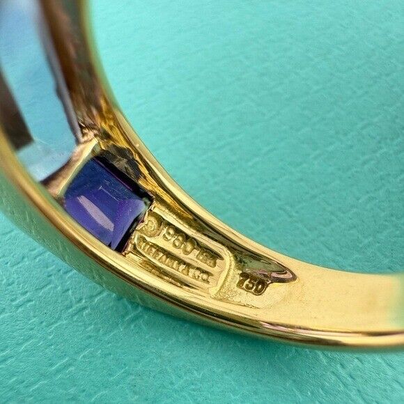 Vintage Tiffany & Co. Baguette Three-stone Ring Amethyst in 18k Yellow Gold 7g