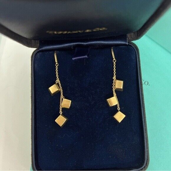 Tiffany & Co. Frank Gehry Torque Drop Earrings 18k Yellow Gold RARE