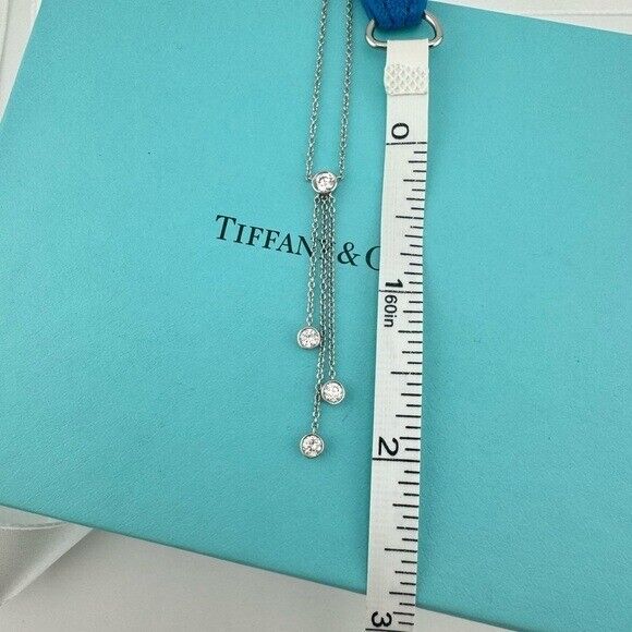 RARE Tiffany & Co. Platinum Triple Diamond Drop Lavalier Necklace 16"