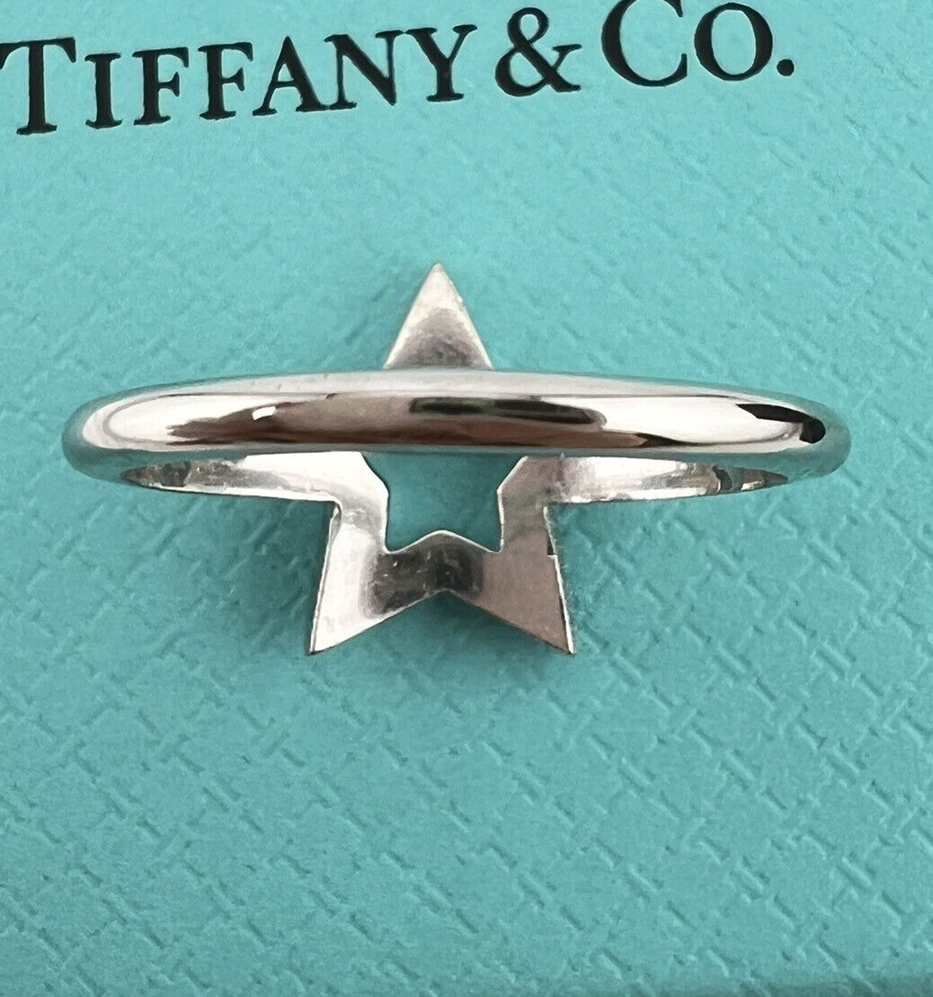 RARE Tiffany & Co. Platinum Star Pave Diamond Ring Size 6