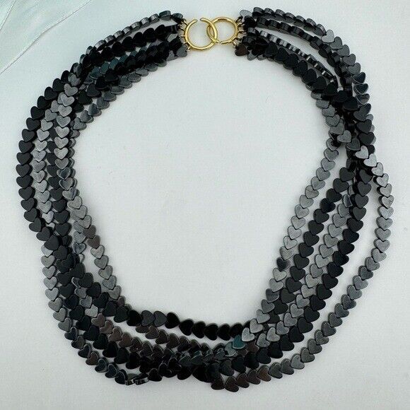 RARE Tiffany & Co. 18k Heart Shaped Hematite, Jade Torsade Necklace Picasso