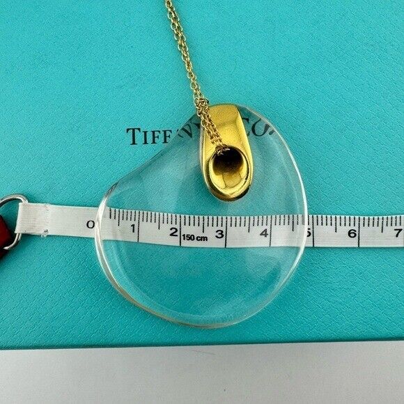 Vtg. Tiffany & Co. 18k Elsa Peretti Freeform Rock Crystal Pendant Necklace