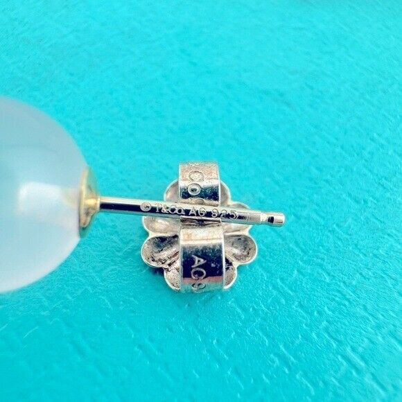 RARE Tiffany & Co. 8mm Rose Quartz Bead Stud Earrings in Silver