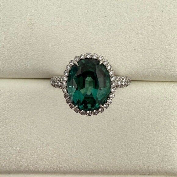 Tiffany & Co. Tourmaline Diamond Cocktail Ring Platinum Size 5.75