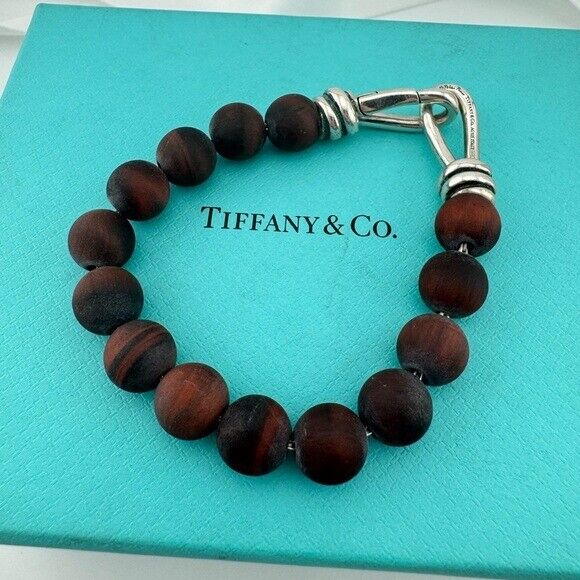 RARE Tiffany & Co. Red Tigers Eye Knot 10mm Bead Bracelet Paloma Picasso