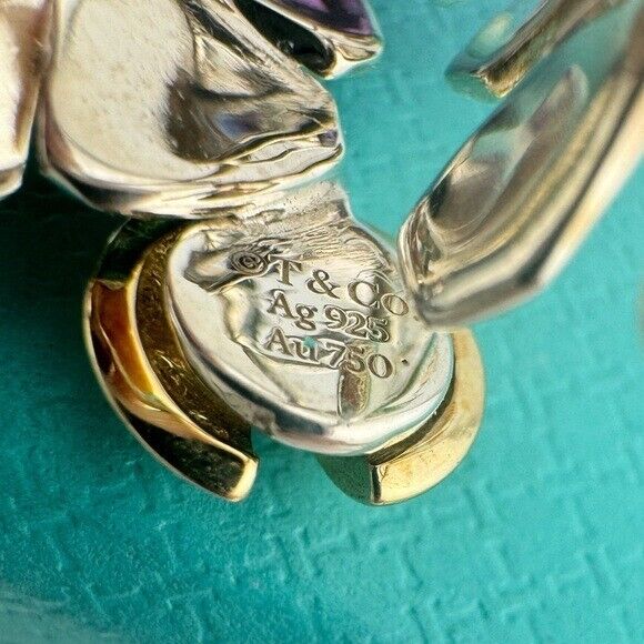 RARE Tiffany & Co. Love Bug Ladybug Cluster Ring with Amethyst 18k and Silver