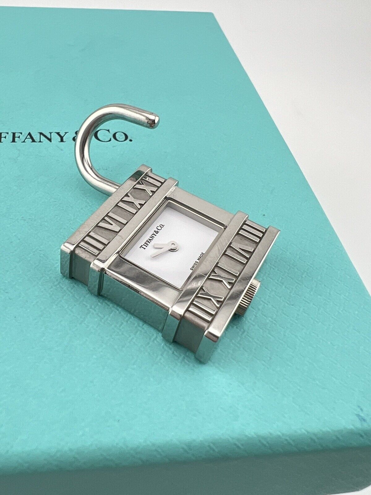 Tiffany & Co. Atlas Roman Numerals Lock Clock Watch Charm